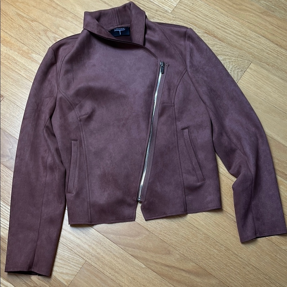 Tahari Mauve Faux Leather Jacket